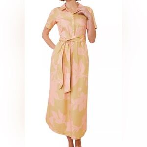 This is a Spartina 449 Maryam Midi collared shirt dress in the Clara Blooms